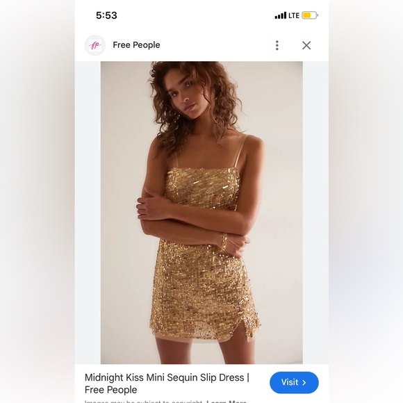 Free People Dresses & Skirts - NWOT Free People Midnight Kiss mini slip dress gold sequins size Medium